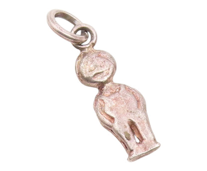 925 Sterling Silver  Vintage Boy In Overalls Dark Tone Drop Pendant  PT17377