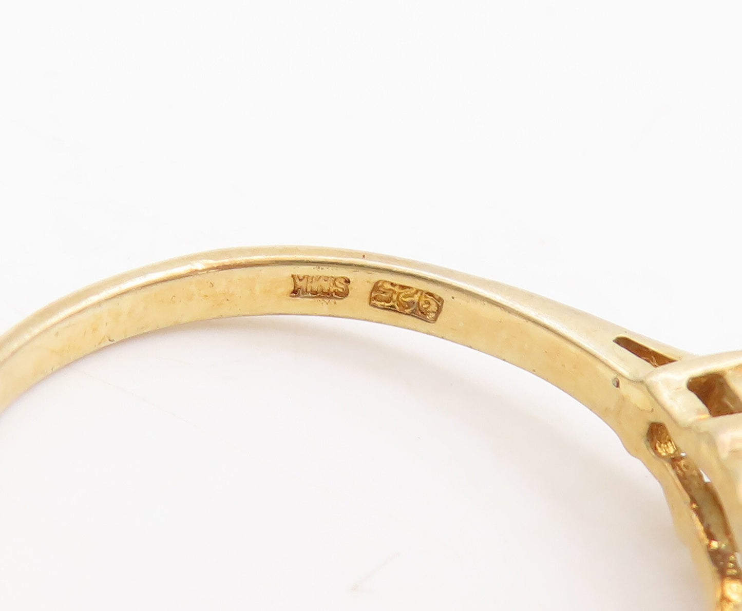 925 Sterling Silver Vintage Ring Gold Plated CZ Wedding Ring  Sz 7  RG29629