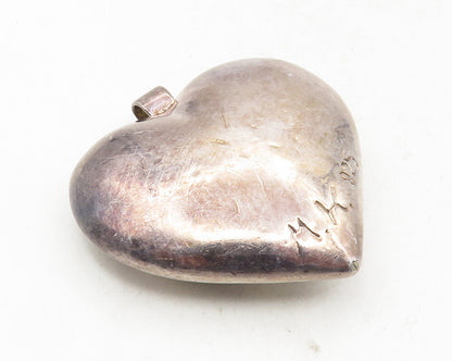 M.H. 925 Sterling Silver  Vintage Dark Tone Grape Vine Heart Pendant  PT7877