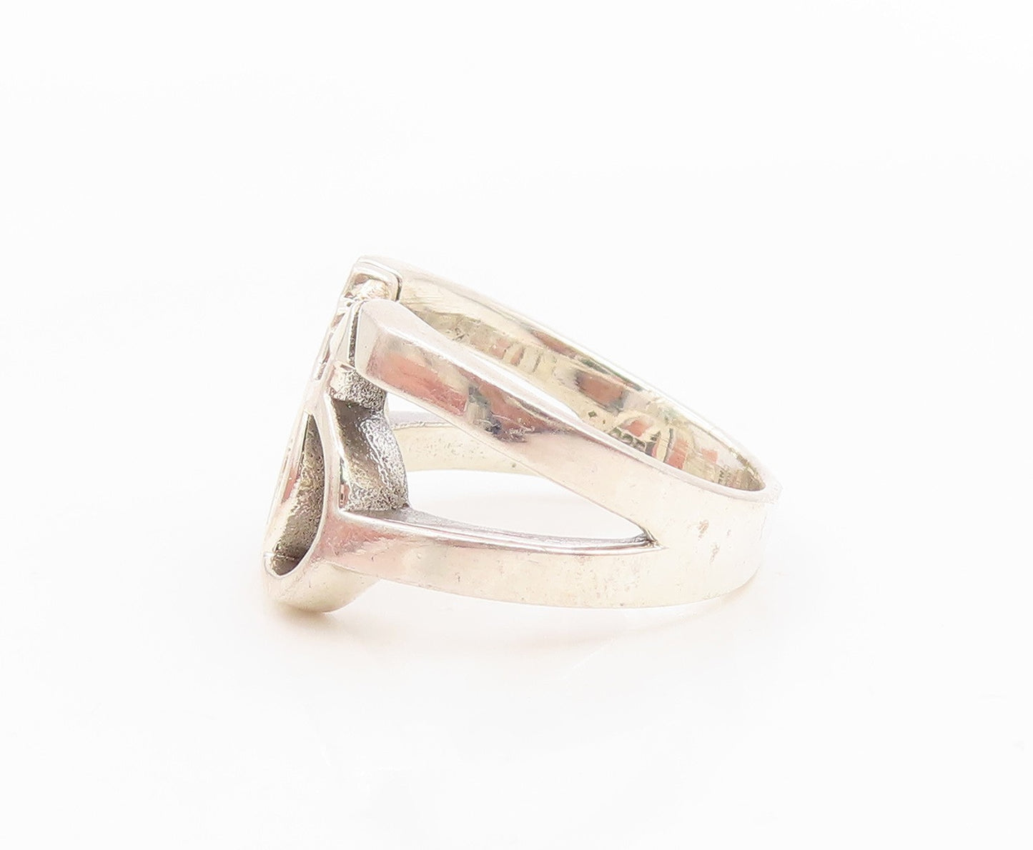 925 Sterling Silver Vintage Ring Interlocking Female Symbol Cutout Sz 5 RG35993
