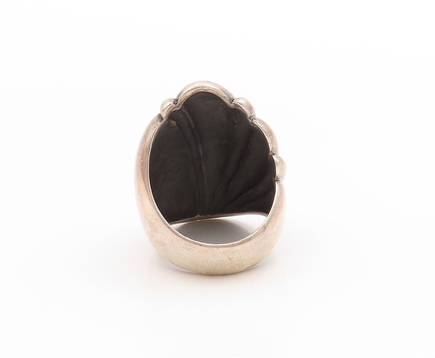 925 Sterling Silver Vintage Ring Antique Etched Dome Shell  Sz 6.5  RG33427