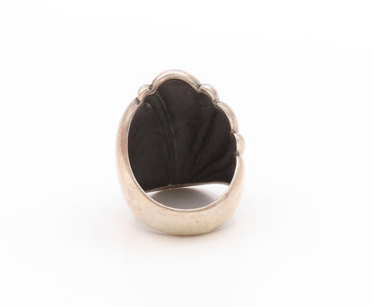 925 Sterling Silver Vintage Ring Antique Etched Dome Shell  Sz 6.5  RG33427