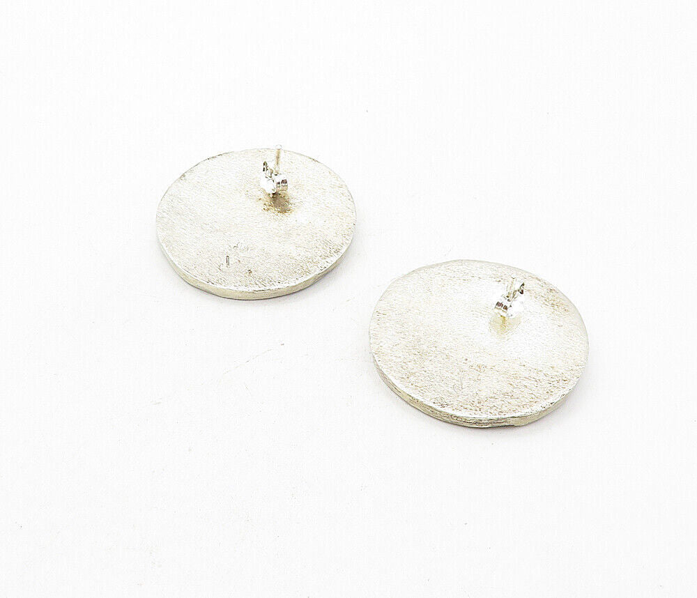 925 Sterling Silver  Vintage Modernist Etched Animal Drop Earrings  EG3813