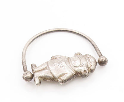 925 Sterling Silver Vintage Bracelet Antique Teddy Bear Figure RATTLES  BT11810