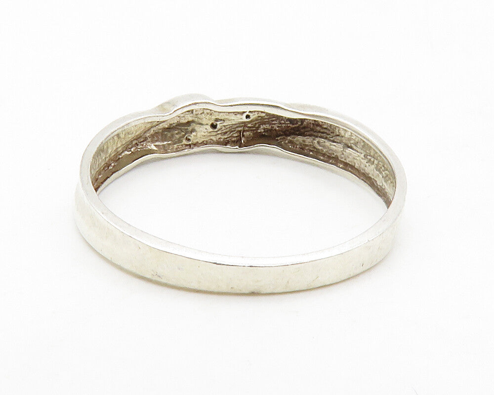 925 Sterling Silver  Vintage Shiny Genuine Diamonds Band Ring Sz 7  RG13321