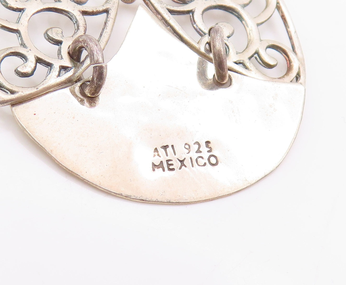 925 Sterling Silver Vintage Earrings MEXICO Filigree Tear Drop Dangles  EG13675
