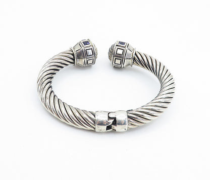 FLLI MENEGATTI 925 Silver Vintage Amethyst Twist Hinge Cuff Bracelet BT3158