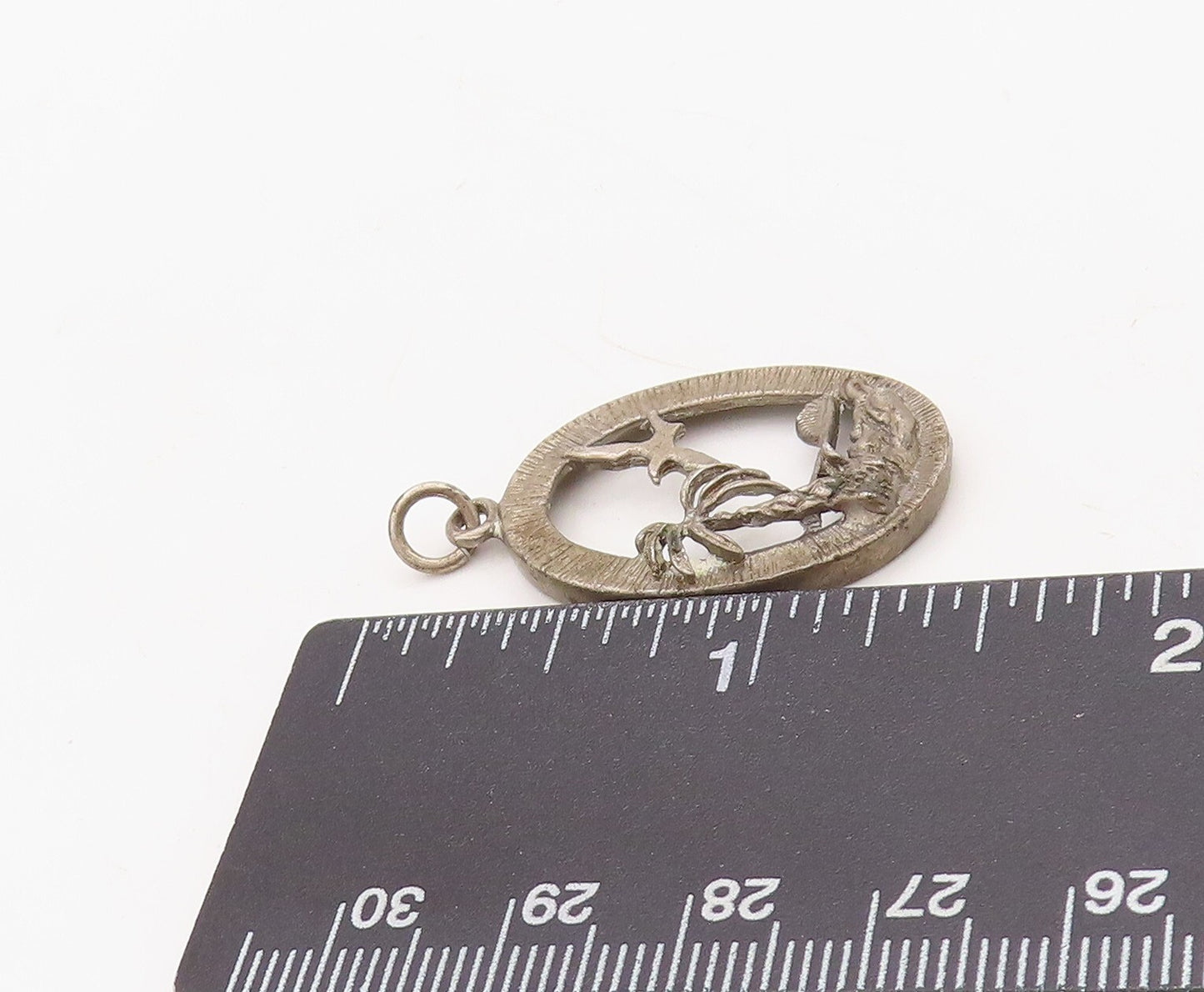925 Sterling Silver Vintage Pendant Dark Tone Cutout Beach Landscape  PT23667