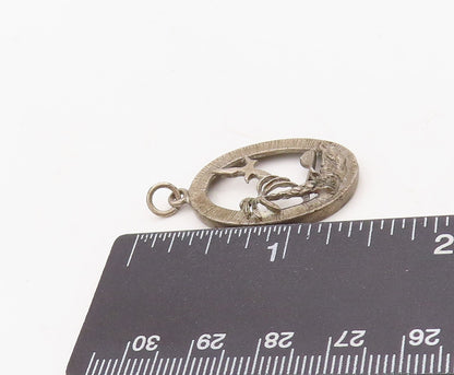 925 Sterling Silver Vintage Pendant Dark Tone Cutout Beach Landscape  PT23667