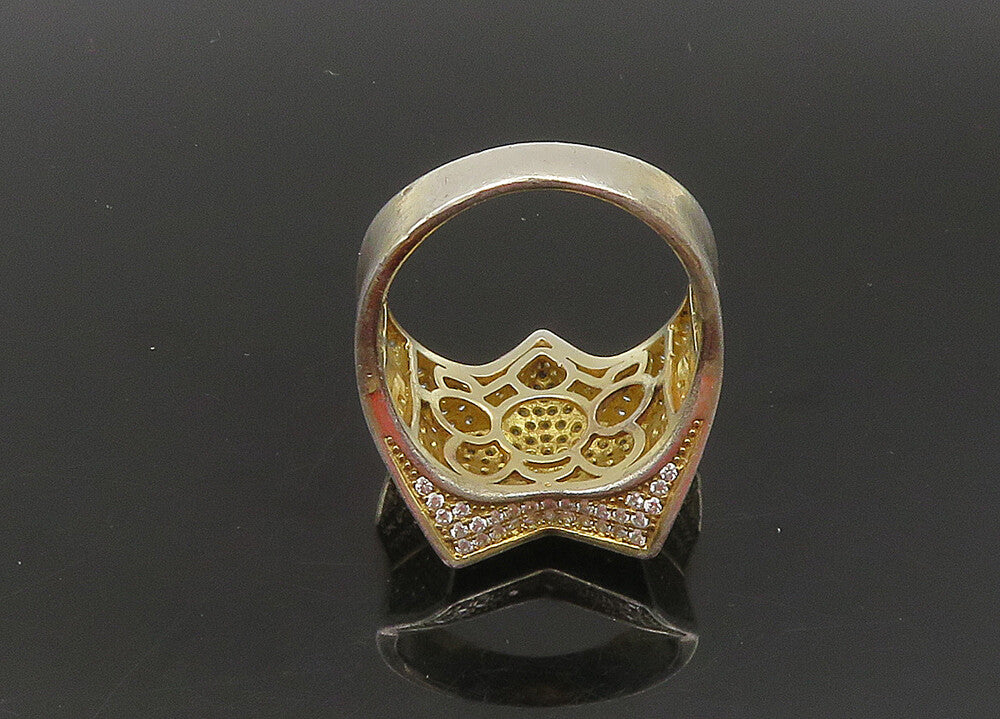 925 Silver   Vintage Cubic Zirconia Star Large Cocktail Ring Sz 12  RG22878