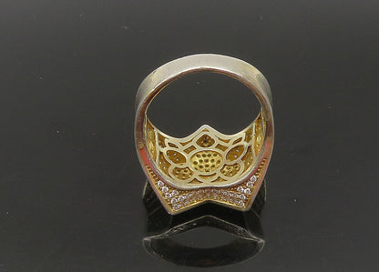 925 Silver   Vintage Cubic Zirconia Star Large Cocktail Ring Sz 12  RG22878