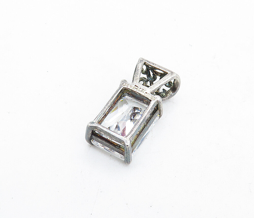 ROSS SIMON 925 Silver  Vintage Prong Set Cubic Zirconia Swirl Pendant  PT4018