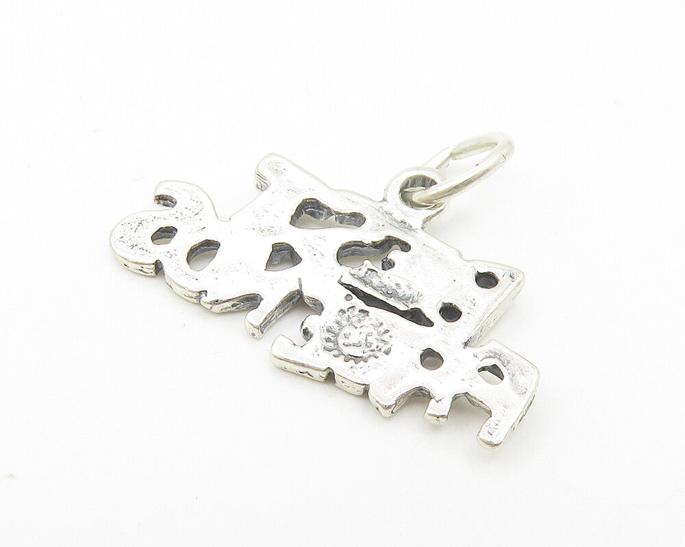 925 Sterling Silver  Vintage Shiny Best Friends Smooth Drop Pendant  PT8743