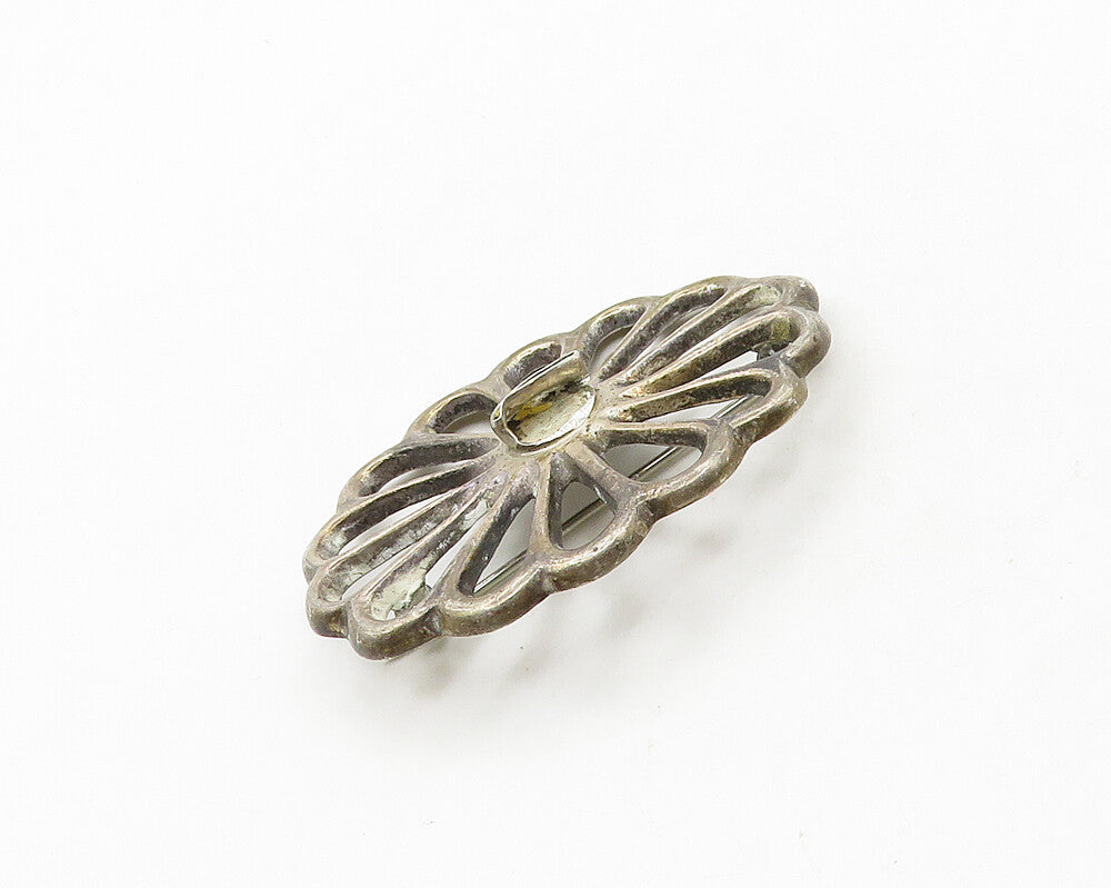 GEORGE BEGAY NAVAJO 925 Silver  Vintage Flower Motif Smooth Brooch Pin  BP7680