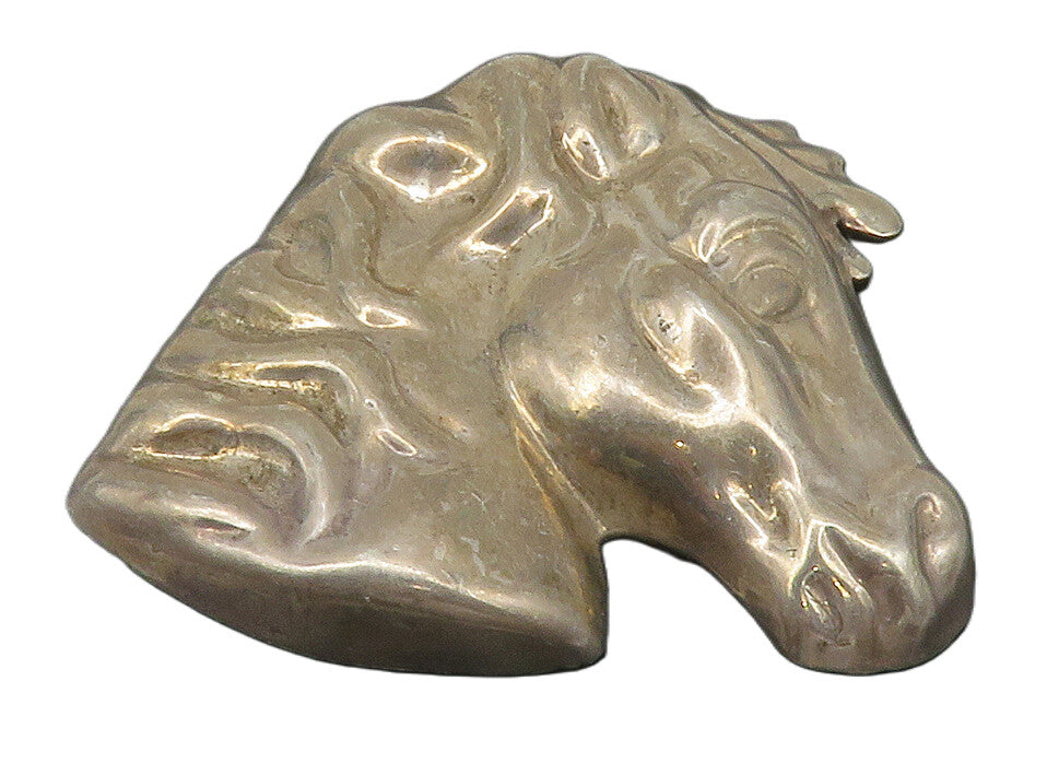 MEXICO 925 Sterling Silver  Vintage Dark Tone Horse's Head Brooch Pin  BP5753