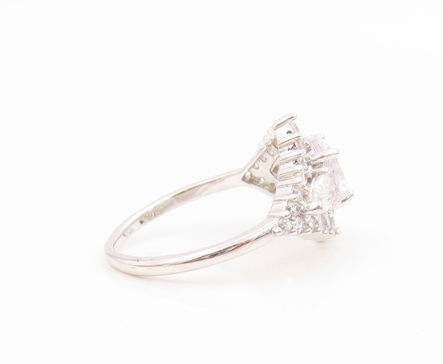 925 Sterling Silver Vintage Ring Elegant CZ Statement Band  Sz 7.5  RG35936
