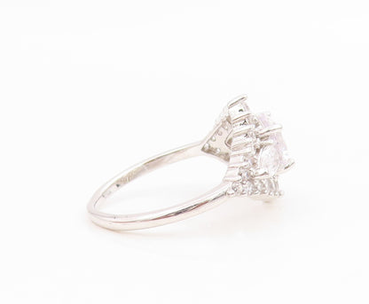 925 Sterling Silver Vintage Ring Elegant CZ Statement Band  Sz 7.5  RG35936