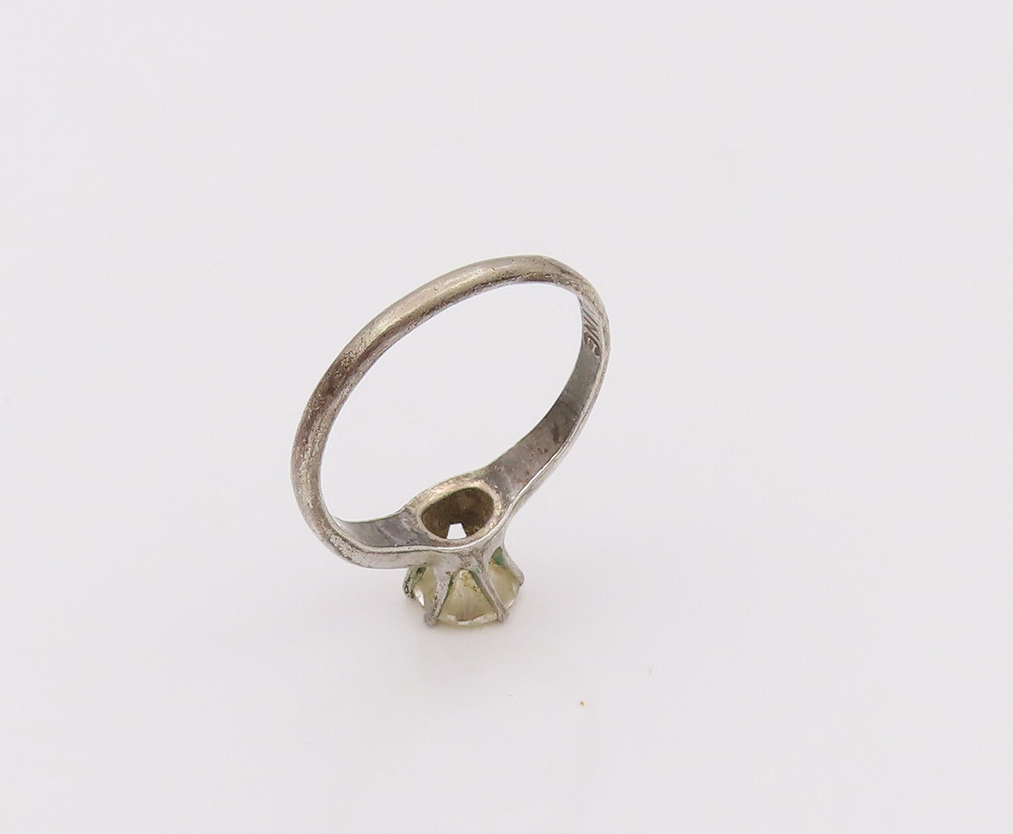 925 Silver  Vintage Antique Minimalist Cubic Zirconia Ring Sz 6.5  RG26519