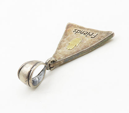925 Sterling Silver  Diablo Gold 2007 Friends 2 Tone Hammered Pendant  PT11810
