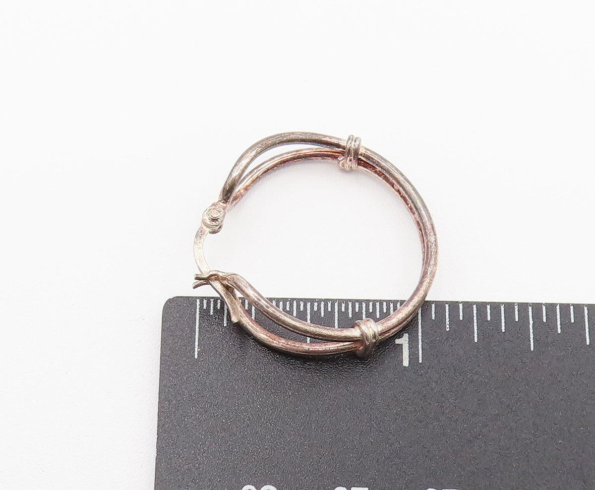 925 Sterling Silver  Vintage Tied Open Loop Fashion Hoop Earrings  EG12313