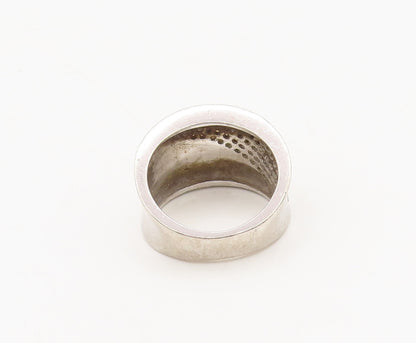 925 Sterling Silver  Vintage Designer Diamond Beaded Solid Ring Sz 6  RG27407