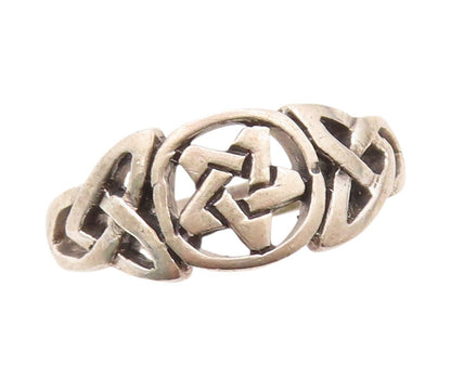925 Sterling Silver Vintage Ring Dark Tone Celtic Star Cutout  SZ 8.5  RG32155