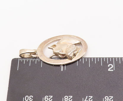 925 Sterling Silver Vintage Pendant Cutout Carved Framed Sad Dog Face  PT23019