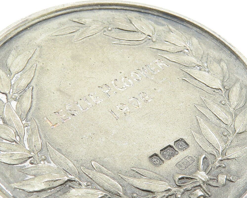 JAMES FENTON ENGLAND 925 Silver  Vintage Antique Athletic Medallion  TR1756