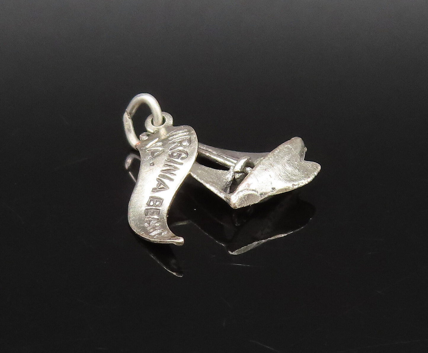 925 Sterling Silver  Vintage Virginia Beach Sailboat Charm Pendant  PT21580