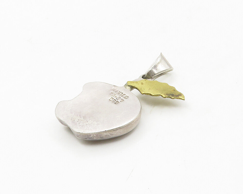 MEXICO 925 Sterling Silver  Vintage Two Tone Bitten Apple Pendant  PT14114