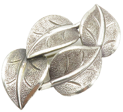 BEAU 925 Sterling Silver Vintage Floral Leaves Etched Detail Brooch Pin BP5410