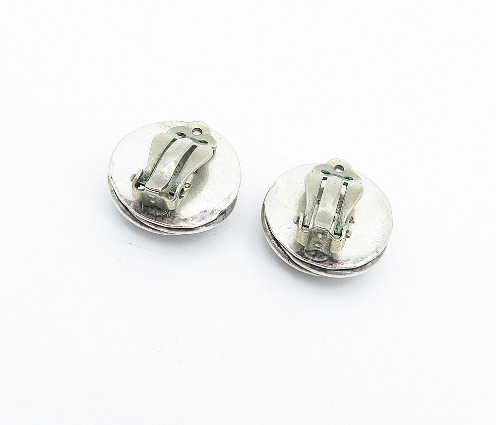 MEXICO 925 Sterling Silver Vintage Dome Twist Non Pierce Earrings EG2238