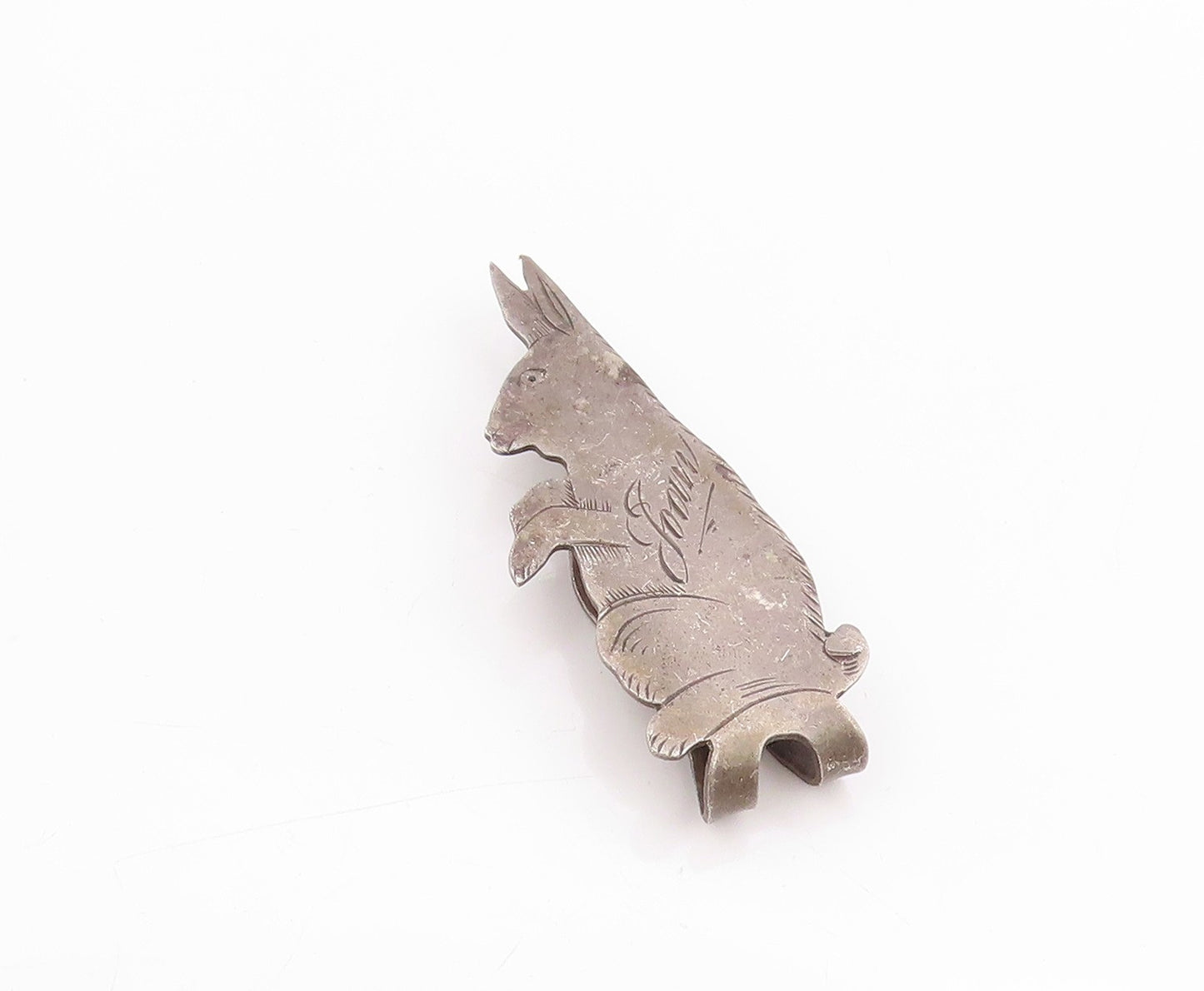 925 Sterling Silver Vintage Tie Clip Antique Joan Leaping Bunny Cut Out  TR3969
