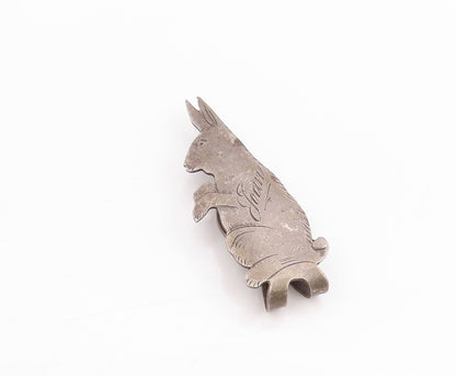 925 Sterling Silver Vintage Tie Clip Antique Joan Leaping Bunny Cut Out  TR3969