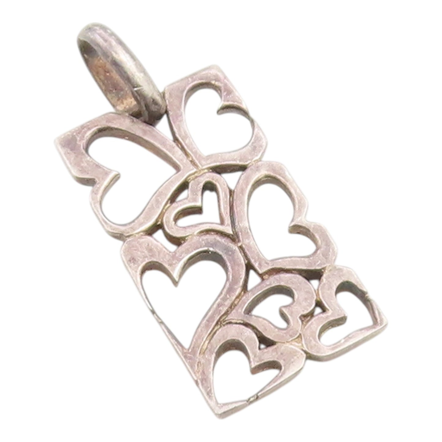 925 Sterling Silver Vintage Pendant Love Heart Cutout Geometric Frame  PT26287