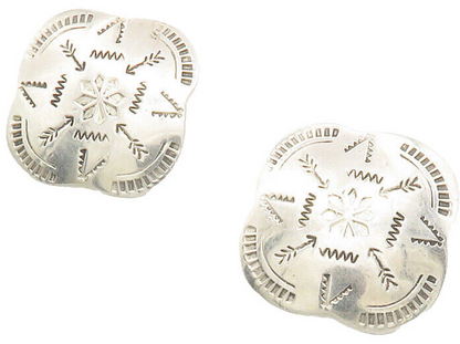 NAVAJO 925 Sterling Silver  Vintage Etched Arrow Pattern Drop Earrings  EG6640