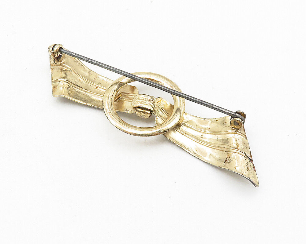 FORSTNER 925 Sterling Silver  Vintage Floral Etched Ribbon Brooch Pin  BP4297