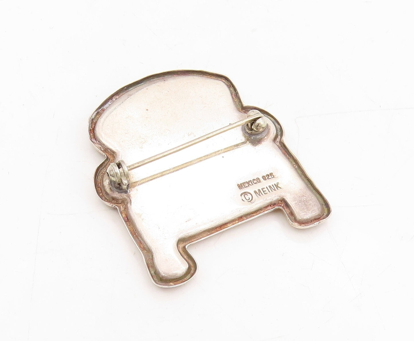 925 Sterling Silver Vintage Brooch Pin MEINK Enameled Cutout Chair  BP11455