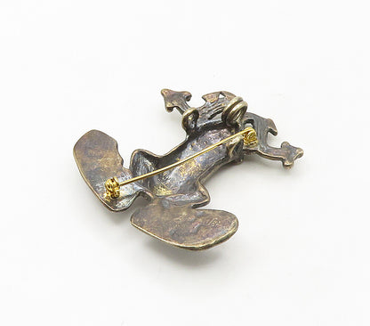 925 Sterling Silver Vintage Ancient Goddess Frog Motif Brooch Pin  BP6603