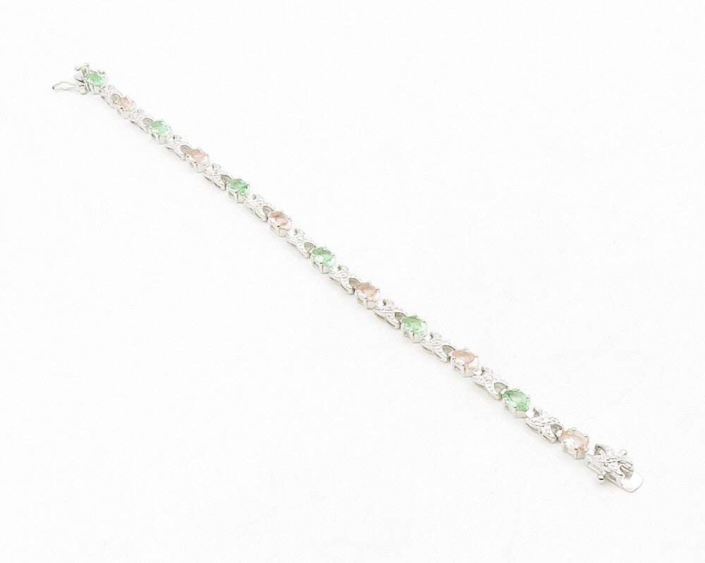 ROSS SIMON 925 Silver Genuine Diamonds & Topaz Shiny Chain Bracelet BT5141
