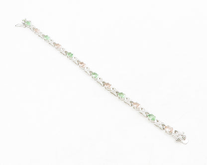 ROSS SIMON 925 Silver Genuine Diamonds & Topaz Shiny Chain Bracelet BT5141