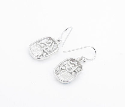 925 Sterling Silver  Fire Opal Open Swirl Design Shiny Dangle Earrings  EG3007