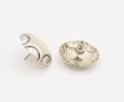 925 Sterling Silver  Vintage Etched Star Dome Fashion Earrings  EG12304