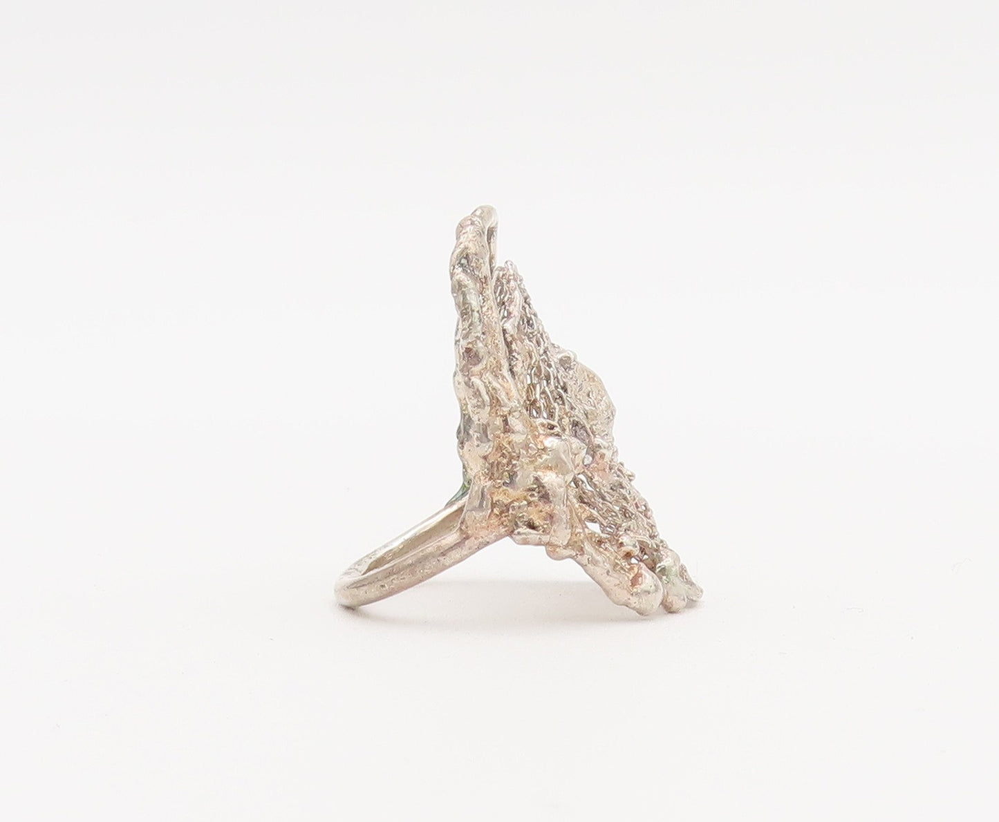 925 Sterling Silver Vintage Ring Gold Plated Solid Filigree Web  Sz 7  RG27964