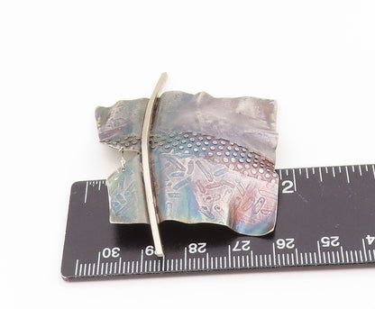 925 Sterling Silver Vintage Brooch Pin Modernist Geometric Sculpture  BP12400