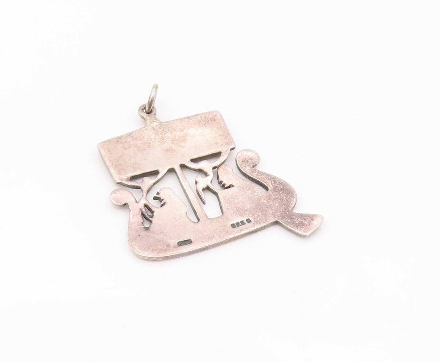 925 Sterling Silver  Vintage People On Boat Dark Tone Drop Pendant  PT9700