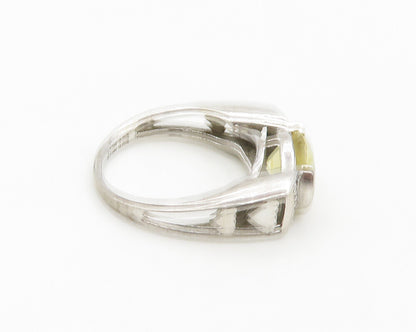 MEDA 925 Silver  Yellow Cubic Zirconia Love Hearts Band Ring Sz 7  RG17870