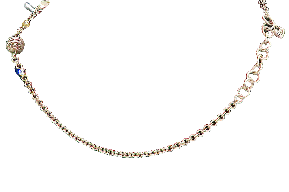 925 Sterling Silver  Vintage Dark Tone Swirl Detail Chain Necklace NE1442