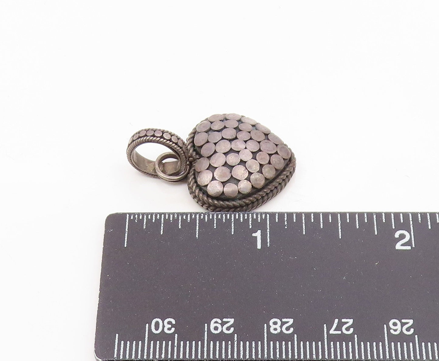 925 Sterling Silver  Vintage Dark Tone Love Heart Dome Twist Pendant  PT16305