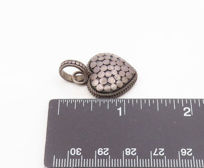 925 Sterling Silver  Vintage Dark Tone Love Heart Dome Twist Pendant  PT16305